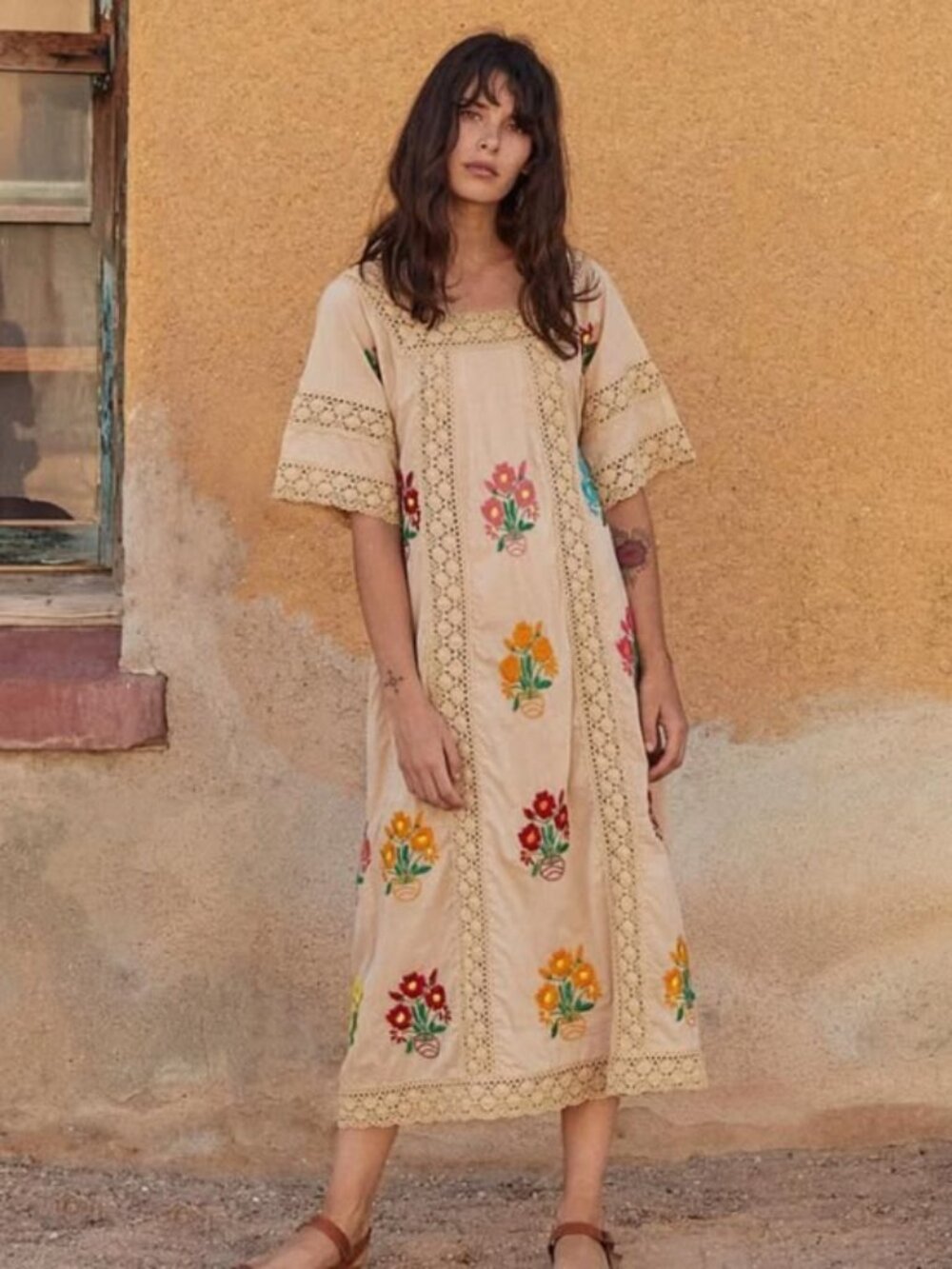 Christy Dawn The Simone Dress Cream Embroidered Size XS Small